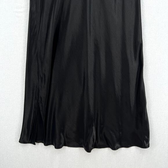 ENZA COSTA Dress Womens Medium 2 Black Satin Bias Slip Maxi Spaghetti Strap NEW - Picture 9 of 16